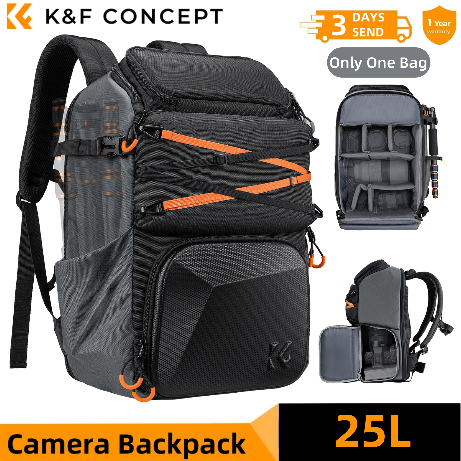 Laptop Accessories Box - K&F CONCEPT 25L Outdoor Camera Backpack