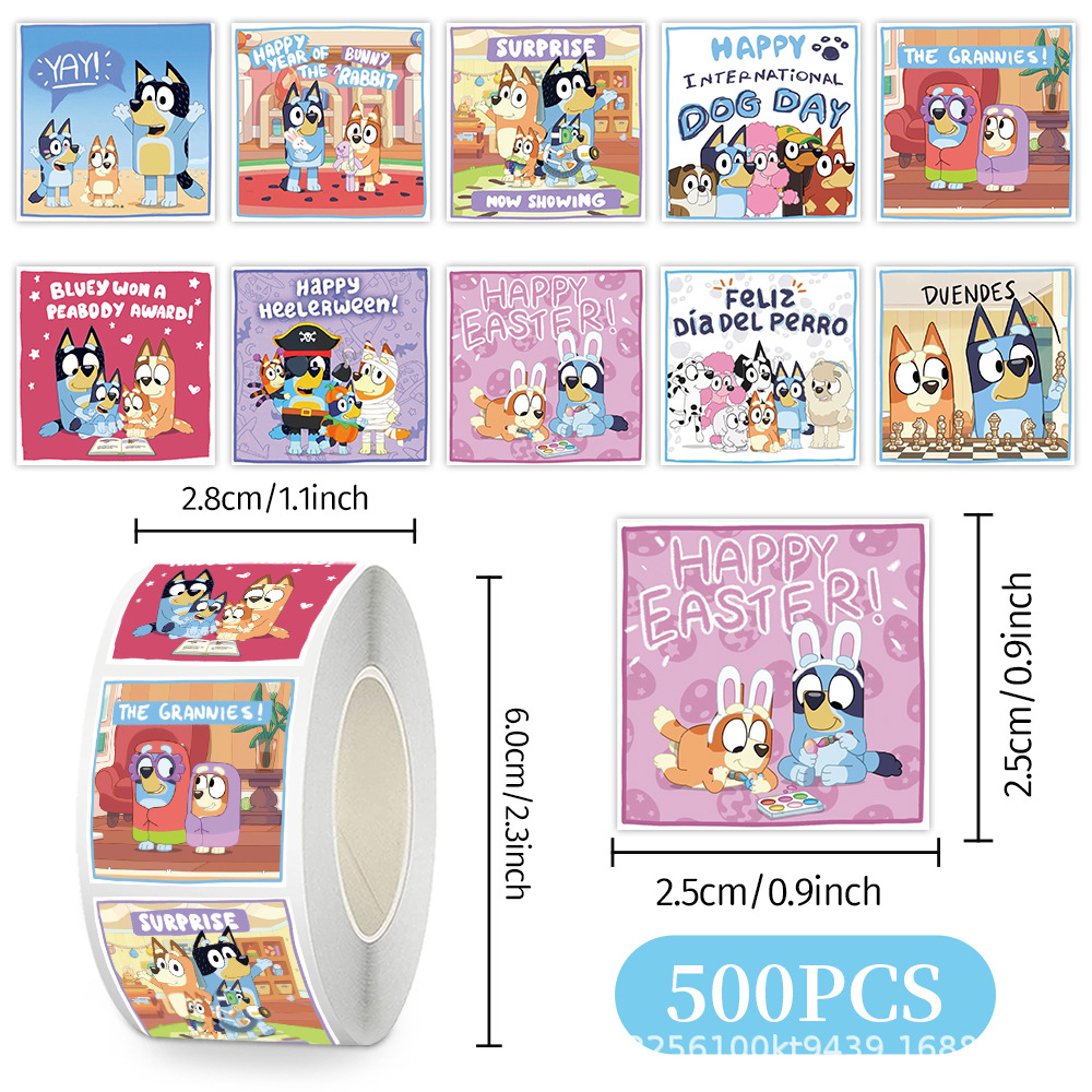 Laptop Accessories All - Wholesale 500Pcs/Roll Bluey Stickers DIY Journal