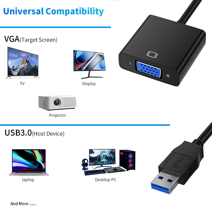 1080P USB 3.0 to VGA Video Dis - Monitor Portable Usb recensione e prezzo