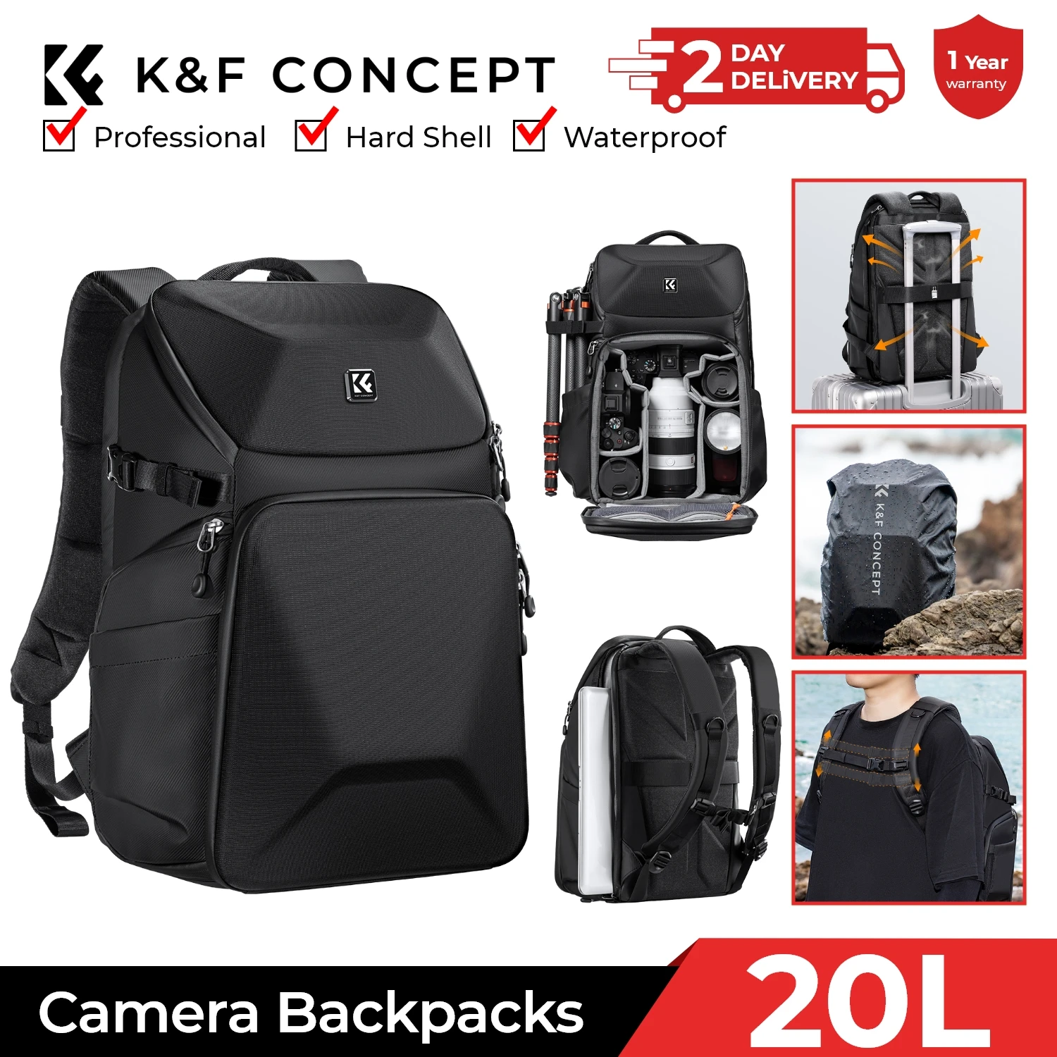 K&F CONCEPT 20L Camera Backpac - Laptop Accessories Box recensione e prezzo